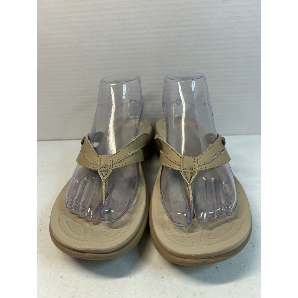 Crocs Monterey Strappy Wedge Sandals Tan Khaki Thong Flip Flops 205797 Womens 8